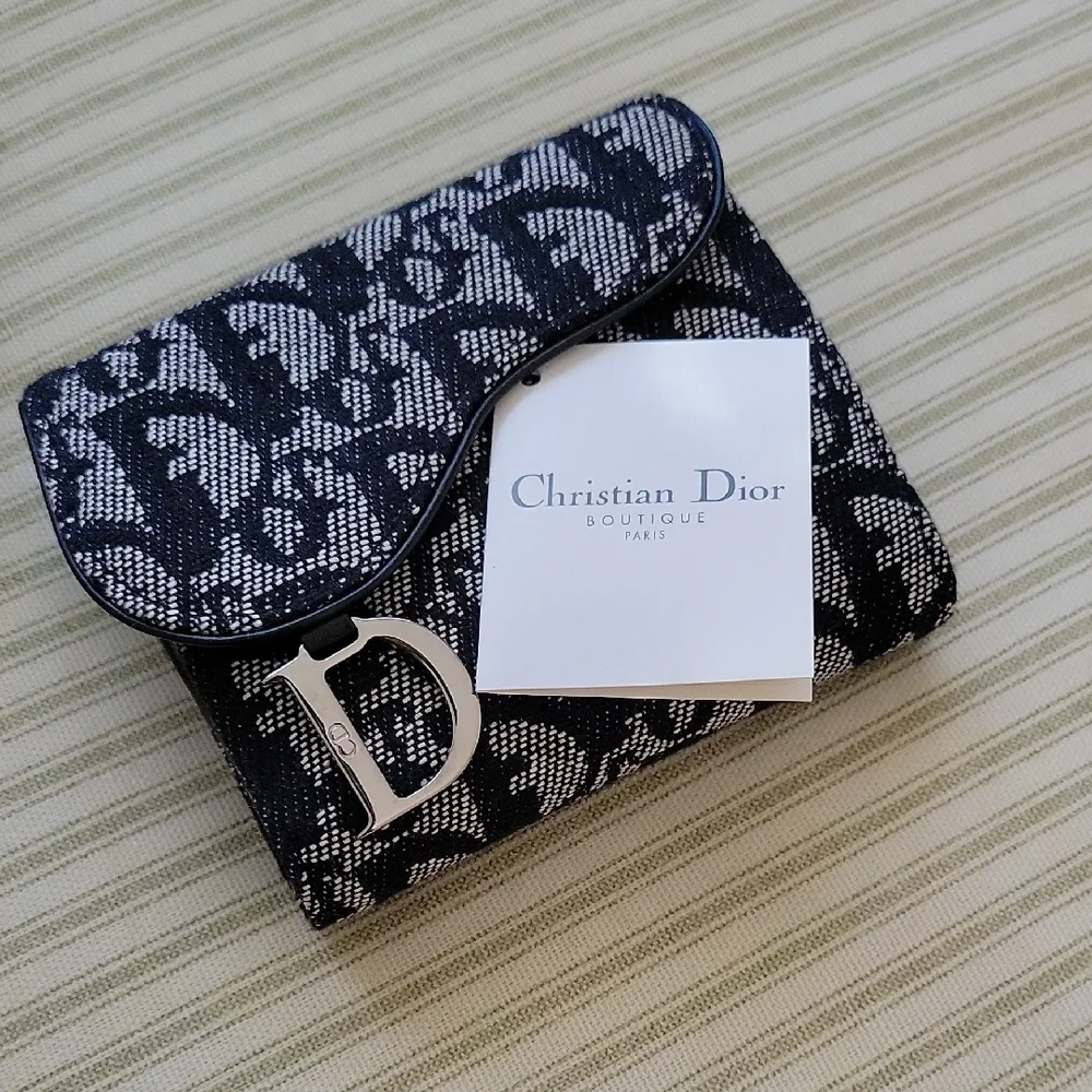 Christian Dior Black and White Saddle Wallet